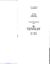 Gevalia CM-3001 Care And Use Instructions Manual
