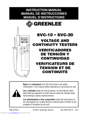 Greenlee SVC-20 Instruction Manual