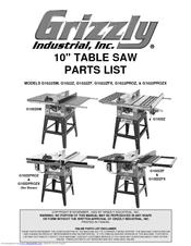 Grizzly & G1022PROZX Parts List