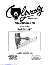 Grizzly G2420 Parts List