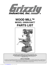 Grizzly WOOD MILL G9959 Parts List