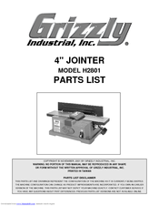 Grizzly H2801 Parts List