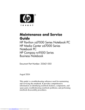 HP Compaq nx9500 Series Maintenance And Service Manual