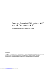 HP G62 Series Maintenance And Service Manual