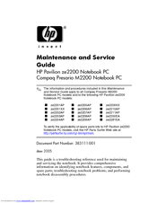 HP Compaq Presario,Presario M2202 Maintenance And Service Manual