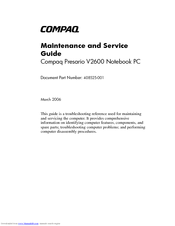 HP Compaq Presario,Presario V2628 Maintenance And Service Manual