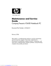 HP Compaq Presario,Presario V5004 Maintenance And Service Manual