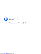 HP ENVY 17-1100 - 3D Edition Notebook PC Maintenance And Service Manual
