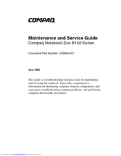 Compaq Evo N150 Series Maintenance And Service Manual