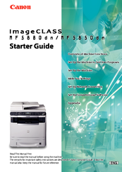 Canon imageCLASS MF5850dn Starter Manual