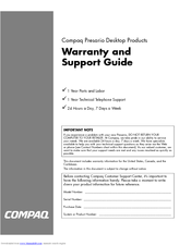 HP Compaq Presario SR1000 series Warranty And Support Manual