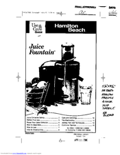 Hamilton Beach Juice Fountain 67700 Use & Care Manual