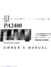 Harman Kardon PA2400 Owner's Manual
