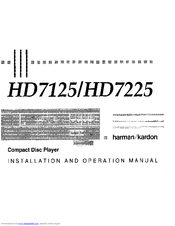 Harman Kardon HD7125BBK Installation And Operation Manual