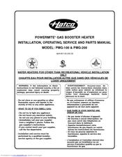 Hatco POWERMITE PMG-100 Installation, Operating, Service And Parts Manual