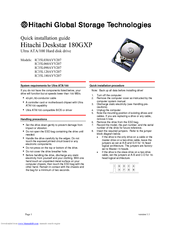 Hitachi IC35L090AVV207 Quick Installation Manual