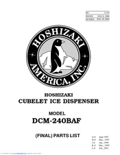 Hoshizaki DCM-240BAF Parts List