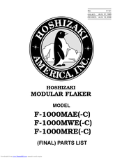 Hoshizaki F-1000MRE Parts List