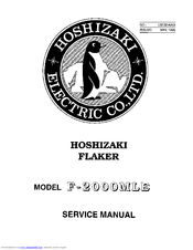 Hoshizaki F-2000MLE Service Manual