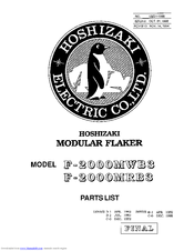 Hoshizaki F-2000MRB3 Parts List