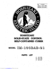 Hoshizaki IM-130BAB-21 Parts List