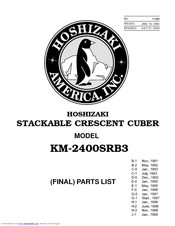 Hoshizaki KM-2400SRB3 Final Parts List