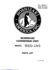 Hoshizaki URC-12C Parts List