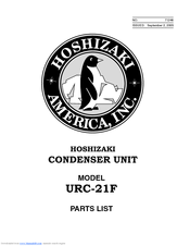 Hoshizaki URC-21F Parts List