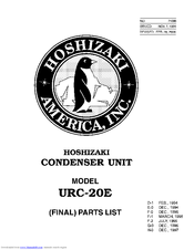 Hoshizaki URC-20E Parts List