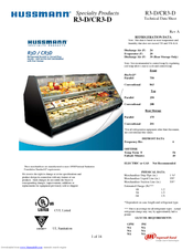 Hussmann Specialty Products R3-D Technical Data Sheet
