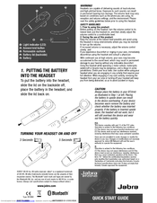 Jabra BT2040 - Headset - In-ear ear-bud Quick Start Manual