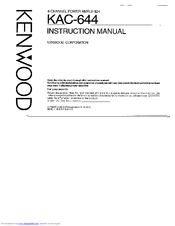 Kenwood KAC-644 Instruction Manual