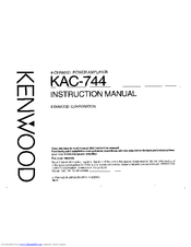 Kenwood KAC-744 Instruction Manual