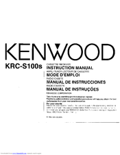 Kenwood KRC-S100s Instruction Manual