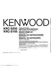 Kenwood KRC-S105 Instruction Manual
