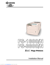 Kyocera Mita FS 3800 - B/W Laser Printer Installation Manual