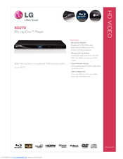 LG BD270 -  Blu-Ray Disc Player Specifications