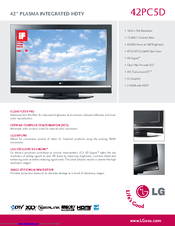 Lg 42PC5D Specifications