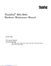 Lenovo 9457 - ThinkPad R60 - Core Duo T2400 Hardware Maintenance Manual