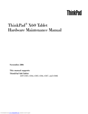Lenovo ThinkPad X60 Tablet 6363 Hardware Maintenance Manual