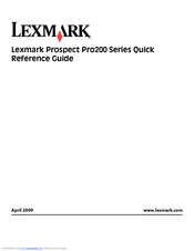 Lexmark Prospect Pro205 Quick Reference Manual