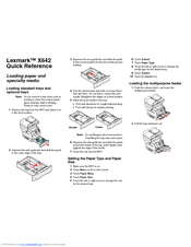 Lexmark X642 Quick Reference