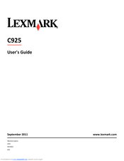 Lexmark C925 User Manual