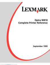 Lexmark W810n - Optra B/W Laser Printer Reference