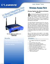Linksys WAP54A - Instant Wireless - Access Point Specifications