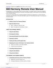 Logitech Harmony 880 - Harmony 880 Advanced Universal Remote Control User Manual