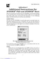 Lowrance iFINDER PhD Additional Instructions