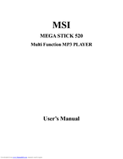 Msi MegaStick 520 User Manual
