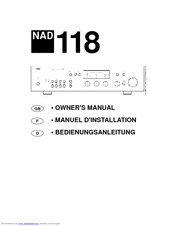 NAD 118 Owner's Manual
