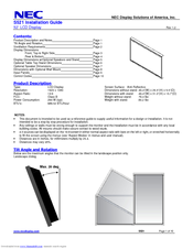 NEC MultiSync S521 Installation Manual